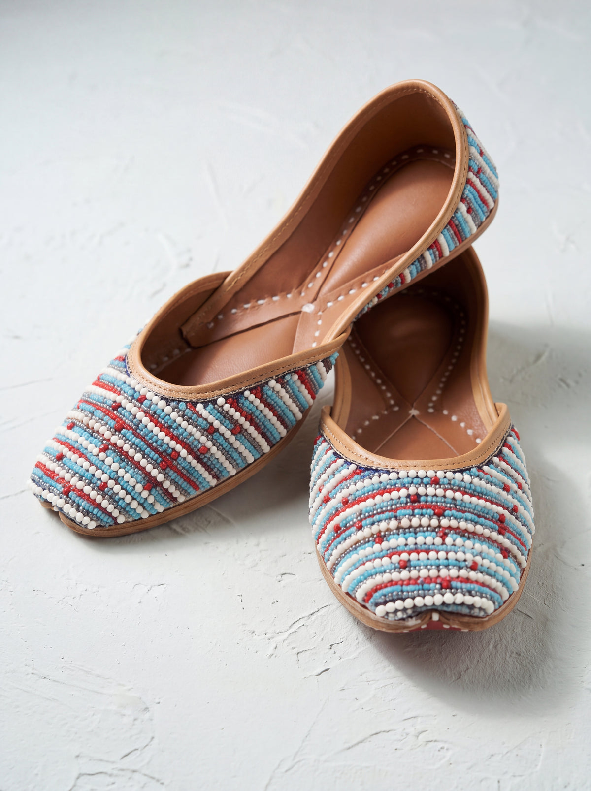 Blue & White Beaded Embroidered Jutti