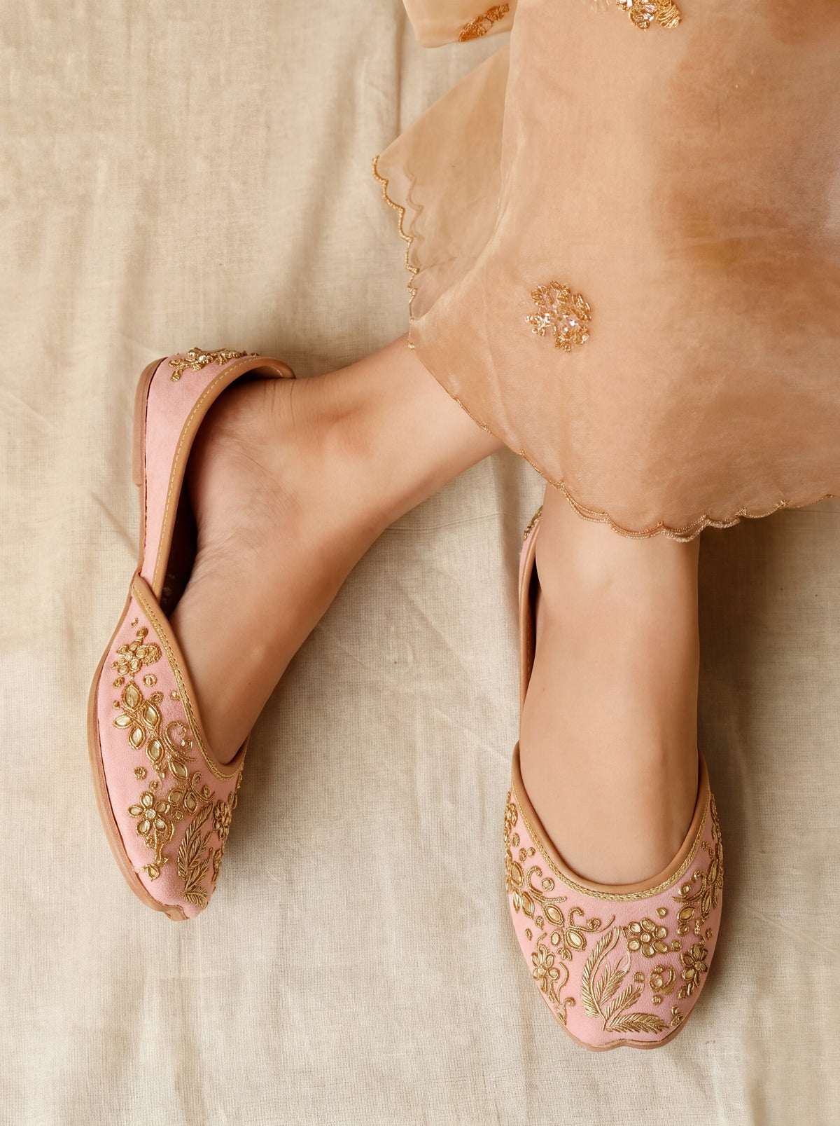 Blush Pink Zardozi Jutti