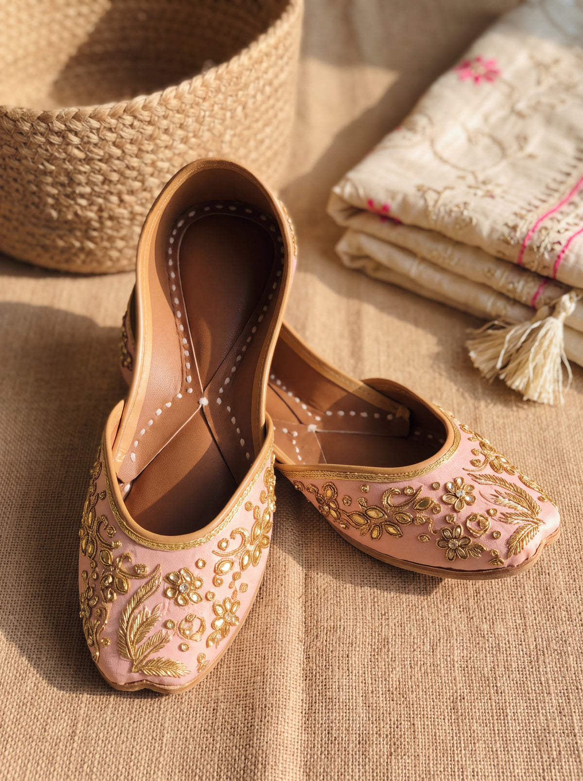 Blush Pink Zardozi Jutti