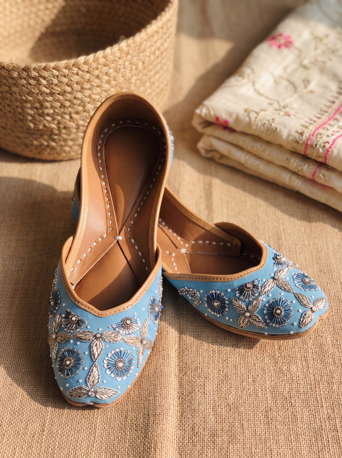 Royal Blue Zardozi Jutti