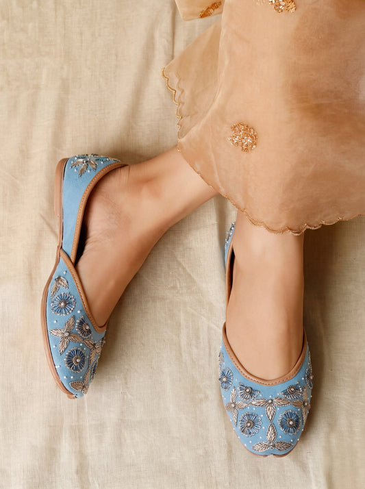 Royal Blue Zardozi Jutti