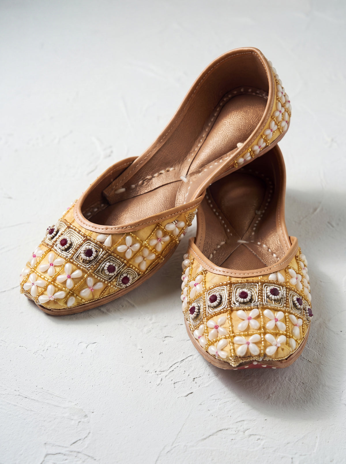 Golden Blossom Floral Juttis